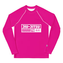 Youth Girls BJJ Rash Guard – Long Sleeve Compression Training Shirt - Hollywood Cerise