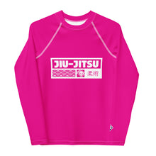Youth Girls BJJ Rash Guard – Long Sleeve Compression Training Shirt - Hollywood Cerise