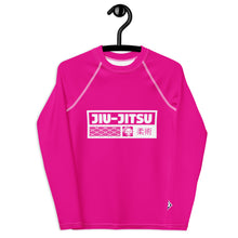 Youth Girls BJJ Rash Guard – Long Sleeve Compression Training Shirt - Hollywood Cerise