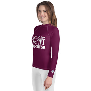 Youth Girls Brazilian Jiu-Jitsu Rash Guard – Long Sleeve Classic Look – Tyrian Purple