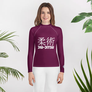 Youth Girls Brazilian Jiu-Jitsu Rash Guard – Long Sleeve Classic Look – Tyrian Purple