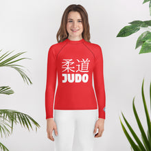Youth Girls Classic Judo Rash Guard – Long Sleeve Martial Arts Top - Scarlet
