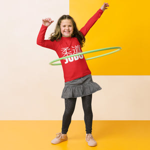 Youth Girls Classic Judo Rash Guard – Long Sleeve Martial Arts Top - Scarlet