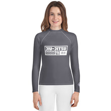 Youth Girls Elite BJJ Rash Guard – Long Sleeve Martial Arts Training Top - Charcoal
