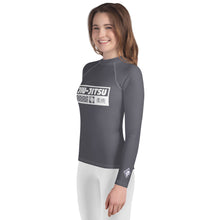 Youth Girls Elite BJJ Rash Guard – Long Sleeve Martial Arts Training Top - Charcoal