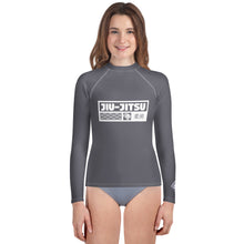 Youth Girls Elite BJJ Rash Guard – Long Sleeve Martial Arts Training Top - Charcoal