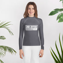 Youth Girls Elite BJJ Rash Guard – Long Sleeve Martial Arts Training Top - Charcoal