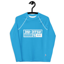 Youth Girls Grappling Rash Guard – Long Sleeve BJJ Competition Shirt - Cyan Exclusive Girls Jiu-Jitsu Long Sleeve Rash Guard Youth