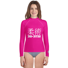 Youth Girls Jiu-Jitsu Rash Guard – Long Sleeve Classic Grappling Top – Hollywood Cerise