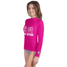 Youth Girls Jiu-Jitsu Rash Guard – Long Sleeve Classic Grappling Top – Hollywood Cerise