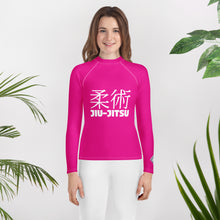 Youth Girls Jiu-Jitsu Rash Guard – Long Sleeve Classic Grappling Top – Hollywood Cerise