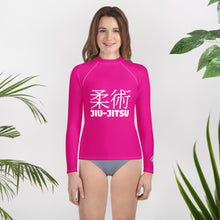 Youth Girls Jiu-Jitsu Rash Guard – Long Sleeve Classic Grappling Top – Hollywood Cerise