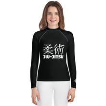 Youth Girls Jiu-Jitsu Uniform Rash Guard – Classic Long Sleeve Top – Noir