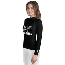 Youth Girls Jiu-Jitsu Uniform Rash Guard – Classic Long Sleeve Top – Noir