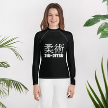 Youth Girls Jiu-Jitsu Uniform Rash Guard – Classic Long Sleeve Top – Noir
