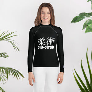 Youth Girls Jiu-Jitsu Uniform Rash Guard – Classic Long Sleeve Top – Noir