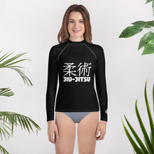 Youth Girls Jiu-Jitsu Uniform Rash Guard – Classic Long Sleeve Top – Noir