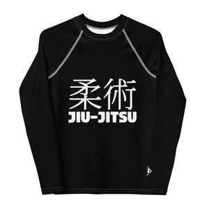 Youth Girls Jiu-Jitsu Uniform Rash Guard – Classic Long Sleeve Top – Noir