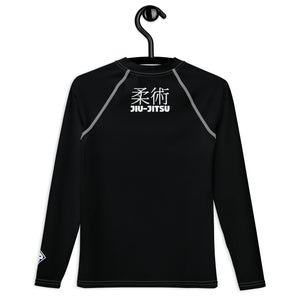 Youth Girls Jiu-Jitsu Uniform Rash Guard – Classic Long Sleeve Top – Noir