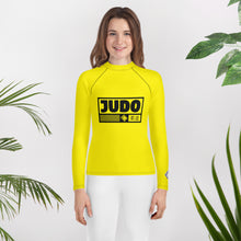 Youth Girls Judo Athletic Rash Guard – Long Sleeve Martial Arts Performance Wear - Golden Sun Exclusive Girls Judo Long Sleeve Rash Guard Youth