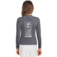 Youth Girls Judo Compression Rash Guard – Long Sleeve Martial Arts Performance Top - Charcoal Exclusive Girls Judo Long Sleeve Rash Guard Youth