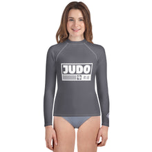 Youth Girls Judo Compression Rash Guard – Long Sleeve Martial Arts Performance Top - Charcoal Exclusive Girls Judo Long Sleeve Rash Guard Youth