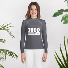 Youth Girls Judo Compression Rash Guard – Long Sleeve Martial Arts Performance Top - Charcoal Exclusive Girls Judo Long Sleeve Rash Guard Youth