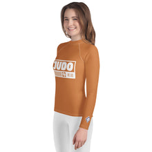 Youth Girls Judo Performance Rash Guard – Long Sleeve Training Apparel - Raw Sienna Exclusive Girls Judo Long Sleeve Rash Guard Youth