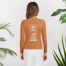 Youth Girls Judo Performance Rash Guard – Long Sleeve Training Apparel - Raw Sienna Exclusive Girls Judo Long Sleeve Rash Guard Youth