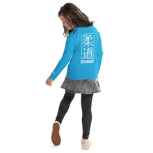 Youth Girls Judo Rash Guard – Long Sleeve Athletic Performance Top - Cyan Exclusive Girls Judo Long Sleeve Rash Guard Youth