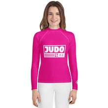 Youth Girls Judo Training Rash Guard – Long Sleeve Performance Shirt - Hollywood Cerise Exclusive Girls Judo Long Sleeve Rash Guard Youth