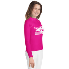 Youth Girls Judo Training Rash Guard – Long Sleeve Performance Shirt - Hollywood Cerise Exclusive Girls Judo Long Sleeve Rash Guard Youth