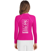 Youth Girls Judo Training Rash Guard – Long Sleeve Performance Shirt - Hollywood Cerise Exclusive Girls Judo Long Sleeve Rash Guard Youth