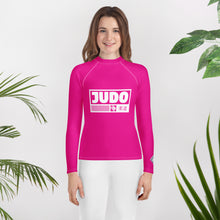 Youth Girls Judo Training Rash Guard – Long Sleeve Performance Shirt - Hollywood Cerise Exclusive Girls Judo Long Sleeve Rash Guard Youth