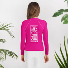 Youth Girls Judo Training Rash Guard – Long Sleeve Performance Shirt - Hollywood Cerise Exclusive Girls Judo Long Sleeve Rash Guard Youth