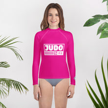 Youth Girls Judo Training Rash Guard – Long Sleeve Performance Shirt - Hollywood Cerise Exclusive Girls Judo Long Sleeve Rash Guard Youth