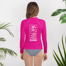 Youth Girls Judo Training Rash Guard – Long Sleeve Performance Shirt - Hollywood Cerise Exclusive Girls Judo Long Sleeve Rash Guard Youth