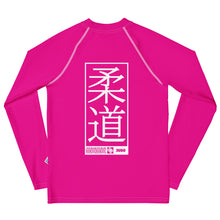 Youth Girls Judo Training Rash Guard – Long Sleeve Performance Shirt - Hollywood Cerise Exclusive Girls Judo Long Sleeve Rash Guard Youth