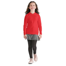 Youth Girls Long Sleeve Rash Guard – Solid Color Performance Fit – Scarlet