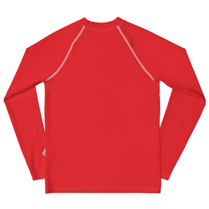 Youth Girls Long Sleeve Rash Guard – Solid Color Performance Fit – Scarlet