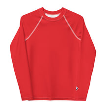 Youth Girls Long Sleeve Rash Guard – Solid Color Performance Fit – Scarlet
