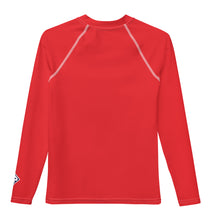 Youth Girls Long Sleeve Rash Guard – Solid Color Performance Fit – Scarlet