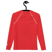 Youth Girls Long Sleeve Rash Guard – Solid Color Performance Fit – Scarlet