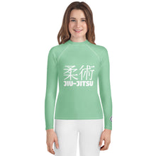 Youth Girls Long Sleeve Rash Guard – Traditional BJJ Style – Vista Blue