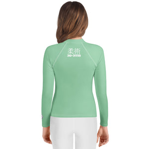 Youth Girls Long Sleeve Rash Guard – Traditional BJJ Style – Vista Blue