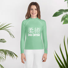 Youth Girls Long Sleeve Rash Guard – Traditional BJJ Style – Vista Blue