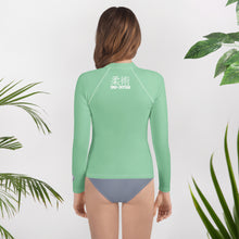 Youth Girls Long Sleeve Rash Guard – Traditional BJJ Style – Vista Blue