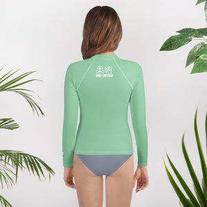 Youth Girls Long Sleeve Rash Guard – Traditional BJJ Style – Vista Blue