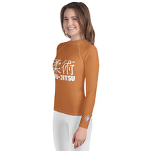 Youth Girls Martial Arts Rash Guard – Classic BJJ Long Sleeve Wear – Raw Sienna