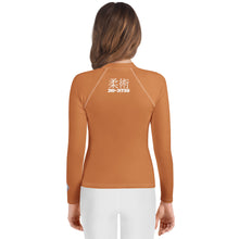 Youth Girls Martial Arts Rash Guard – Classic BJJ Long Sleeve Wear – Raw Sienna